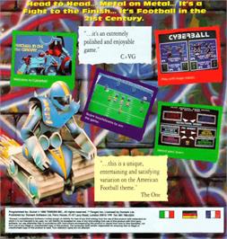 Box back cover for Cyberball on the Commodore Amiga.