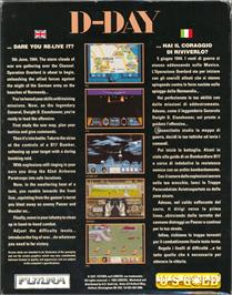 Box back cover for D-day on the Commodore Amiga.