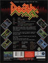 Box back cover for Death Mask on the Commodore Amiga.