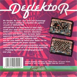 Box back cover for Deflektor on the Commodore Amiga.