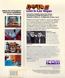 Box back cover for Deja Vu 2 - Lost in Las Vegas on the Commodore Amiga.
