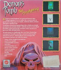 Box back cover for Demon's Tomb: The Awakening on the Commodore Amiga.