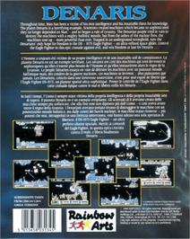 Box back cover for Denaris on the Commodore Amiga.