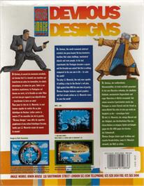 Box back cover for Devious Designs on the Commodore Amiga.
