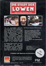 Box back cover for Die Stadt der Löwen on the Commodore Amiga.