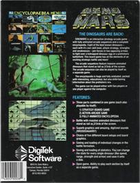 Box back cover for Dino Wars on the Commodore Amiga.