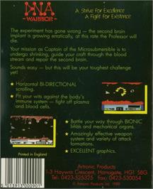 Box back cover for Dna Warrior on the Commodore Amiga.