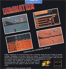 Box back cover for Domination on the Commodore Amiga.