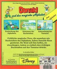 Box back cover for Donald's Alphabet Chase on the Commodore Amiga.