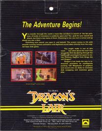 Box back cover for Dragon's Lair on the Commodore Amiga.