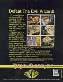 Box back cover for Dragon's Lair 2 - Time Warp on the Commodore Amiga.