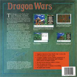 Box back cover for Dragon Wars on the Commodore Amiga.