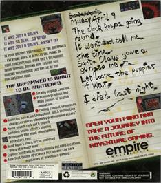 Box back cover for DreamWeb on the Commodore Amiga.