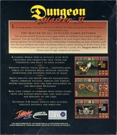 Box back cover for Dungeon Master II: The Legend of Skullkeep on the Commodore Amiga.