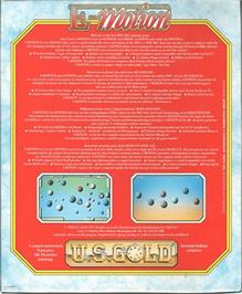 Box back cover for E-Motion on the Commodore Amiga.