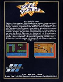 Box back cover for Emetic Skimmer on the Commodore Amiga.