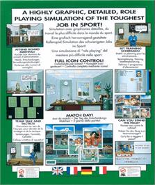 Box back cover for European Superleague on the Commodore Amiga.