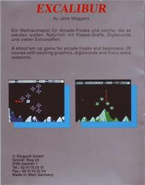 Box back cover for Excalibur on the Commodore Amiga.