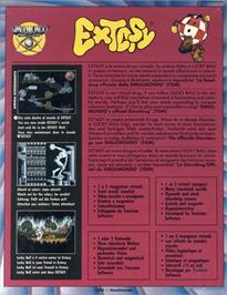 Box back cover for Extasy on the Commodore Amiga.