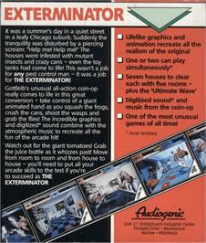 Box back cover for Exterminator on the Commodore Amiga.