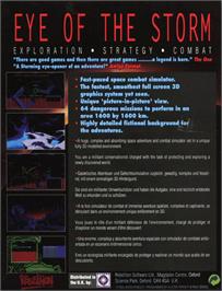 Box back cover for Eye of the Storm on the Commodore Amiga.