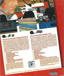 Box back cover for F.1 Manager on the Commodore Amiga.