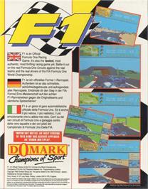 Box back cover for F1 on the Commodore Amiga.