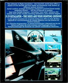 Box back cover for F29 Retaliator on the Commodore Amiga.