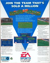 Box back cover for FIFA International Soccer on the Commodore Amiga.
