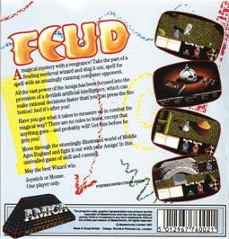 Box back cover for Feud on the Commodore Amiga.