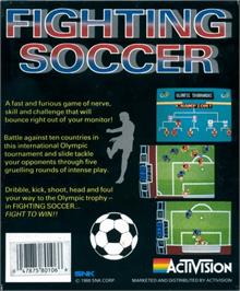 Box back cover for Fighting Soccer on the Commodore Amiga.