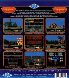 Box back cover for Fire Force on the Commodore Amiga.