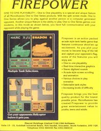 Box back cover for Fire Power on the Commodore Amiga.