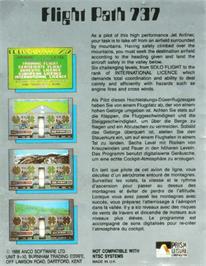 Box back cover for Flight Path 737 on the Commodore Amiga.