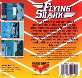 Box back cover for Flying Shark on the Commodore Amiga.