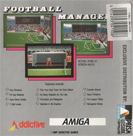 Box back cover for Football Manager on the Commodore Amiga.