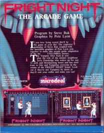 Box back cover for Fright Night on the Commodore Amiga.