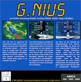 Box back cover for G.nius on the Commodore Amiga.