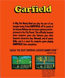 Box back cover for Garfield: Big, Fat, Hairy Deal on the Commodore Amiga.