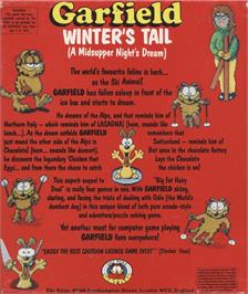 Box back cover for Garfield: Winter's Tail on the Commodore Amiga.