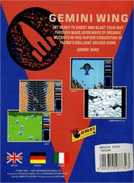 Box back cover for Gemini Wing on the Commodore Amiga.