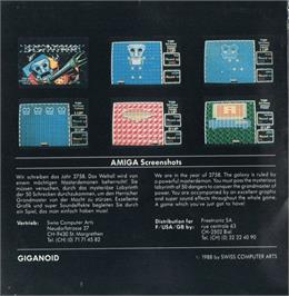 Box back cover for Giganoid on the Commodore Amiga.