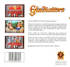 Box back cover for Gladiators on the Commodore Amiga.
