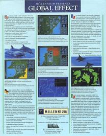 Box back cover for Global Effect on the Commodore Amiga.