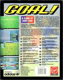 Box back cover for Goal! on the Commodore Amiga.