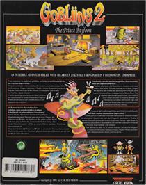 Box back cover for Gobliins 2 - The Prince Buffoon on the Commodore Amiga.