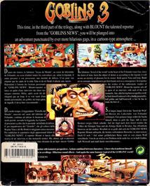 Box back cover for Goblins 3 on the Commodore Amiga.