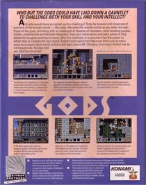 Box back cover for Gods on the Commodore Amiga.