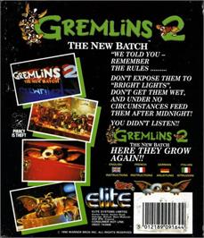 Box back cover for Gremlins 2: The New Batch on the Commodore Amiga.