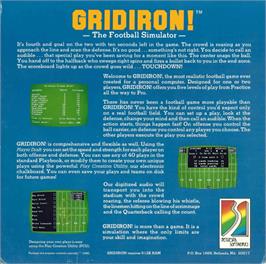 Box back cover for Gridiron! on the Commodore Amiga.